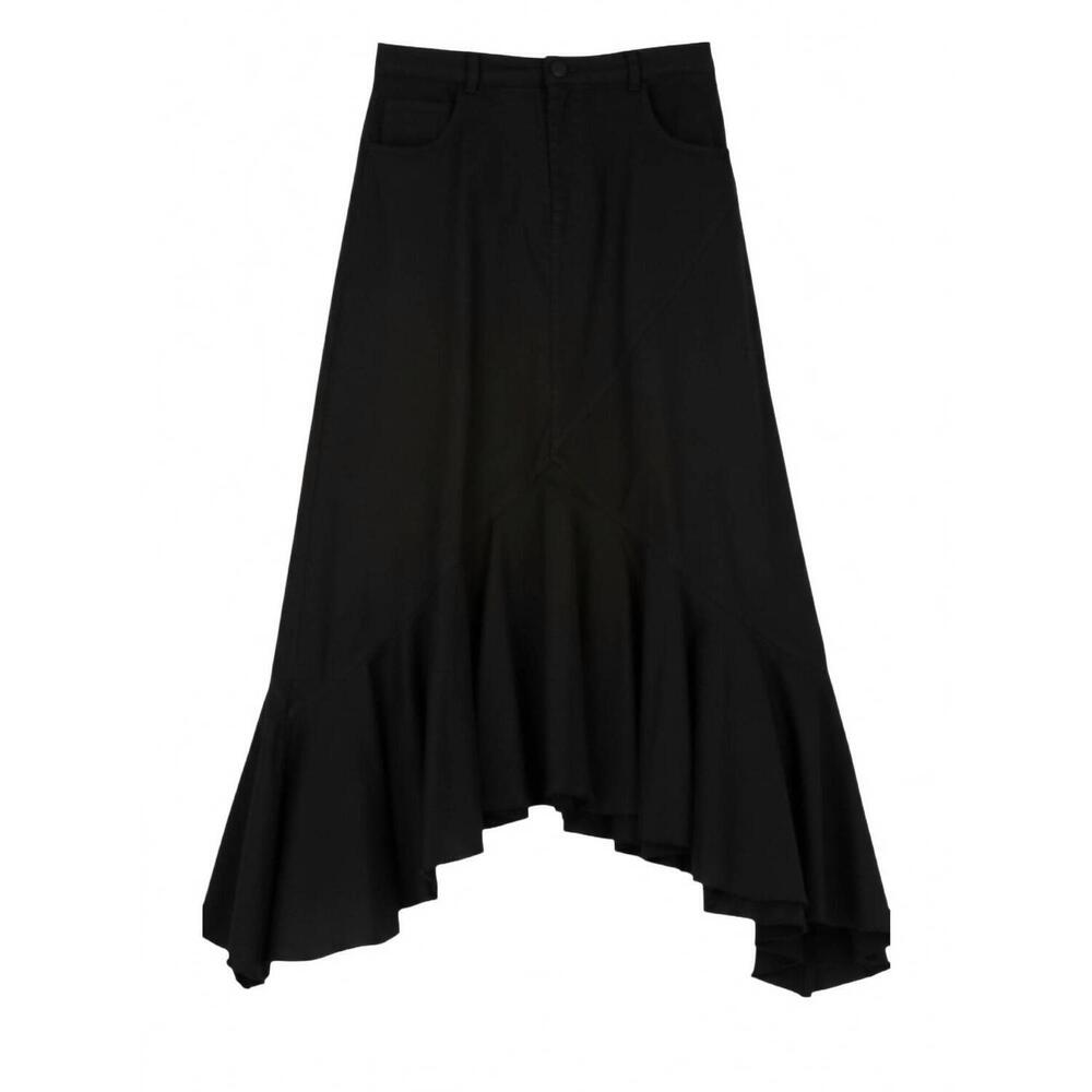NEW DIXIE women's frayed hem hi low ruffle skirt in black